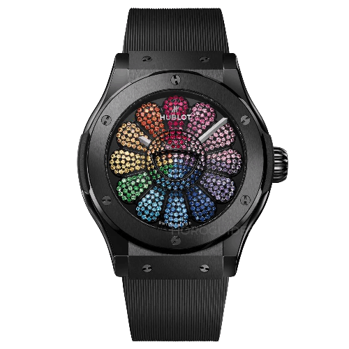 高價收購 宇舶錶 HUBLOT 村上隆黑陶瓷彩虹腕錶 型號507.CX.9099.RX.TAK23