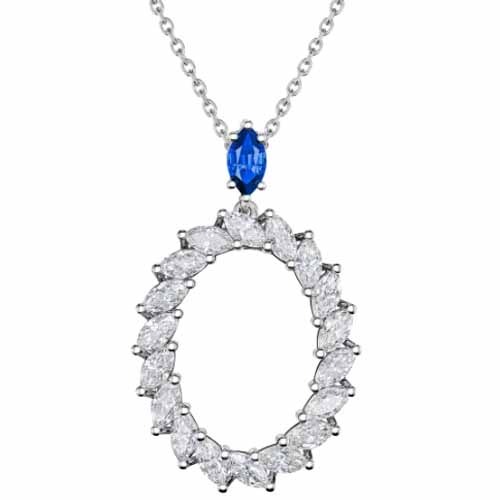 Chopard 蕭邦 L'Heure du Diamant Marquise 鑽石 藍寶石 18K白金吊墜