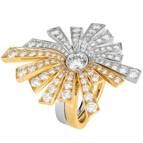 Chanel 香奈儿 Soleil de CHANEL 鑽石 18K白金和黃金戒指