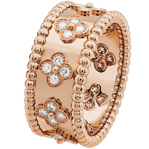 梵克雅寶 Van Cleef & Arpels Perlée clovers 鑽石 18K玫瑰金戒指 小型款