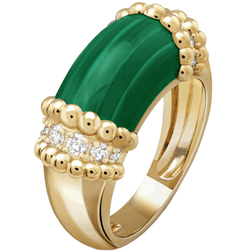 梵克雅寶 Van Cleef & Arpels Perlée couleurs 孔雀石 鑽石18K黃金戒指