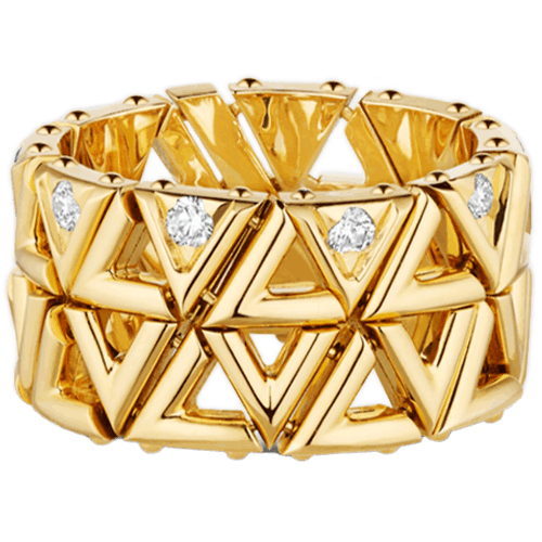Louis Vuitton 路易威登 LV Volt Mesh 黃K金配鑽石戒指