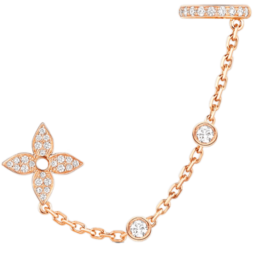路易威登 Louis Vuitton Idylle Blossom Mono 玫瑰金配鑽石鏈帶耳環 單枚