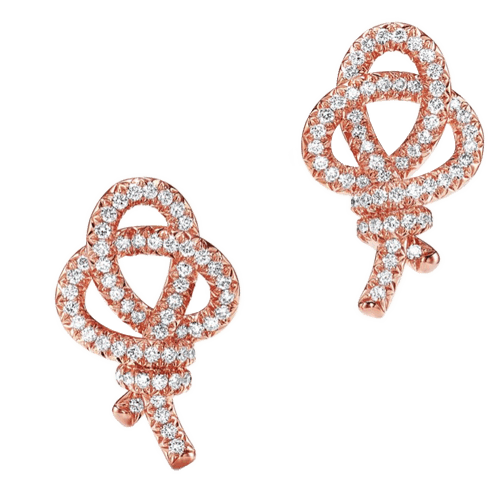蒂芙尼 Tiffany Keys 系列 18K 玫瑰金鑲鑽 Woven 鑰匙耳環