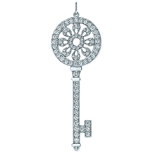 蒂芙尼 Tiffany Keys 系列鉑金鑲鑽花瓣鑰匙吊墜
