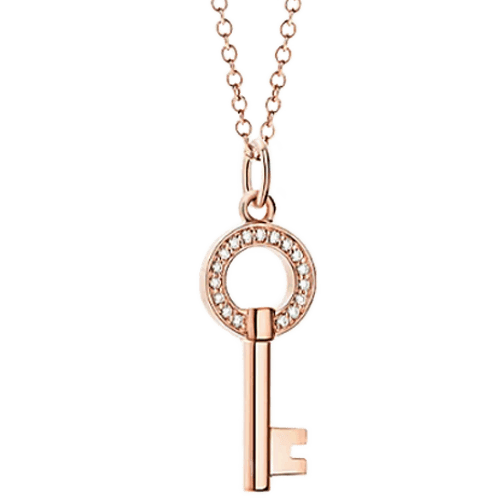 蒂芙尼 Tiffany Keys 系列 Modern Keys 18K玫瑰金鑲鑽圓形鏤空鑰匙吊墜