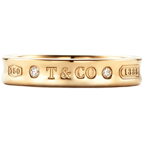 蒂芙尼 Tiffany 1837系列 18K黃金鑲鑽窄式戒指
