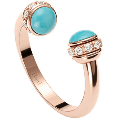 伯爵 Piaget Possession系列 綠松石 鑽石 18K玫瑰金 經典指環