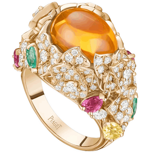 伯爵 Piaget Rose系列 半寶石 鑽石 18K玫瑰金指環