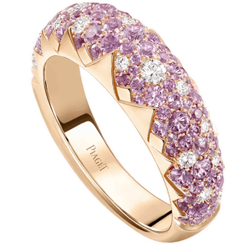 伯爵 Piaget Sunlight系列 鑽石 粉紅色藍寶石 18K玫瑰金指環