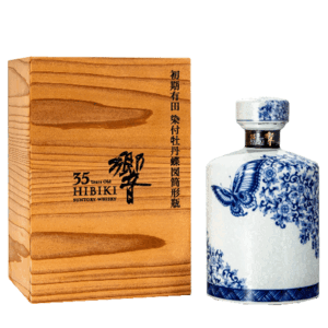 響35年 有田燒 染付牡丹蝶圖筒形瓶 日本威士忌 Hibiki 35 Japanese Whisky