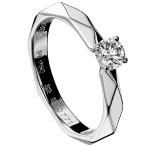 Boucheron 寶詩龍 Facette系列單鑽戒指 鉑金950材質 鑲嵌1顆圓形切割鑽石(約0.30克拉)