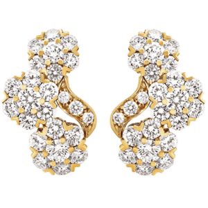 梵克雅寶 Van Cleef & Arpels Snowflake Trois Fleurs 鑽石 18K黃金耳環 