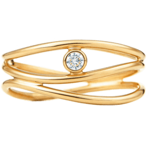 蒂芙尼 Tiffany Elsa Peretti® 系列 Wave 18K 黃金鑲鑽三圈環形戒指