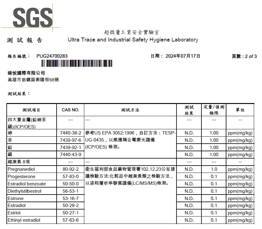洗髮精_雌激素報告