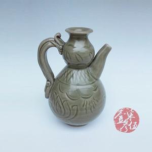 北宋 耀州窯蓮花紋葫蘆壷