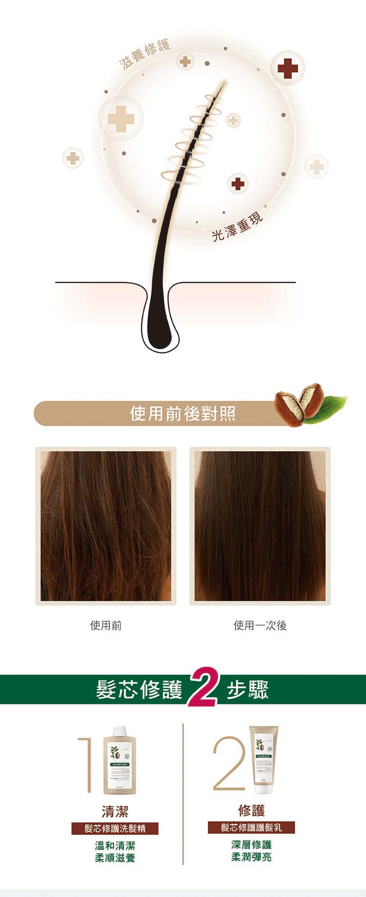 KLORANE蔻蘿蘭 髮芯修護洗髮精 光澤重現
