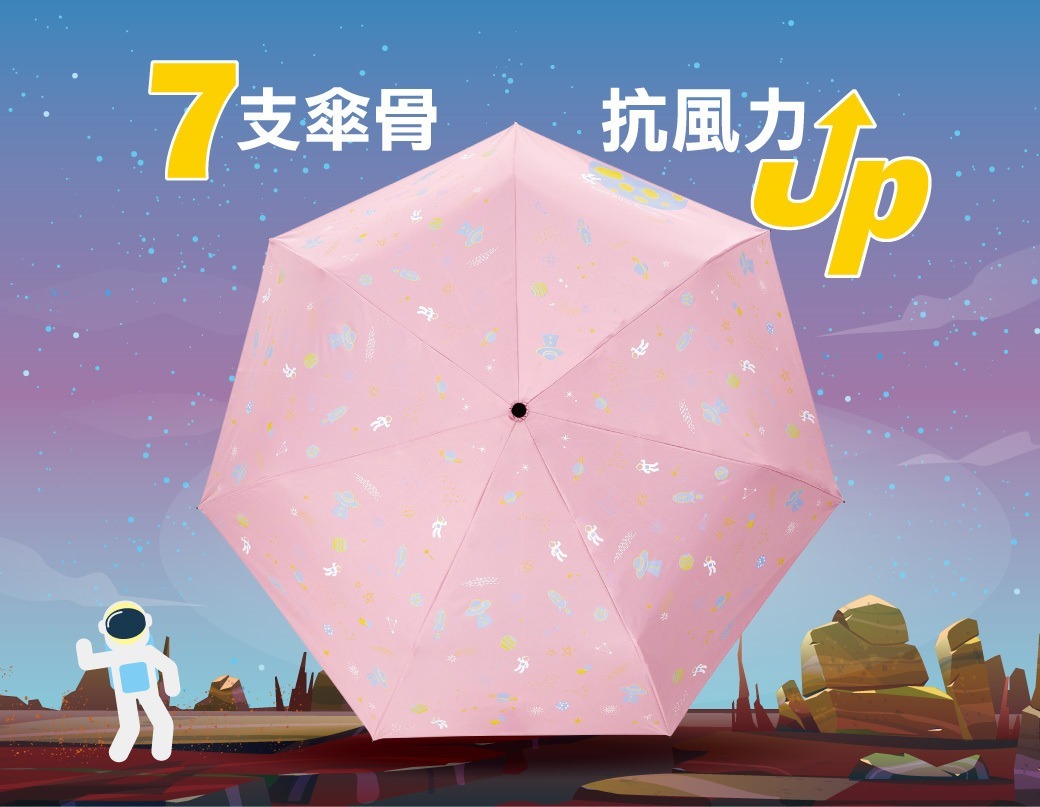 大振豐 星際太空人黑膠自動開收傘