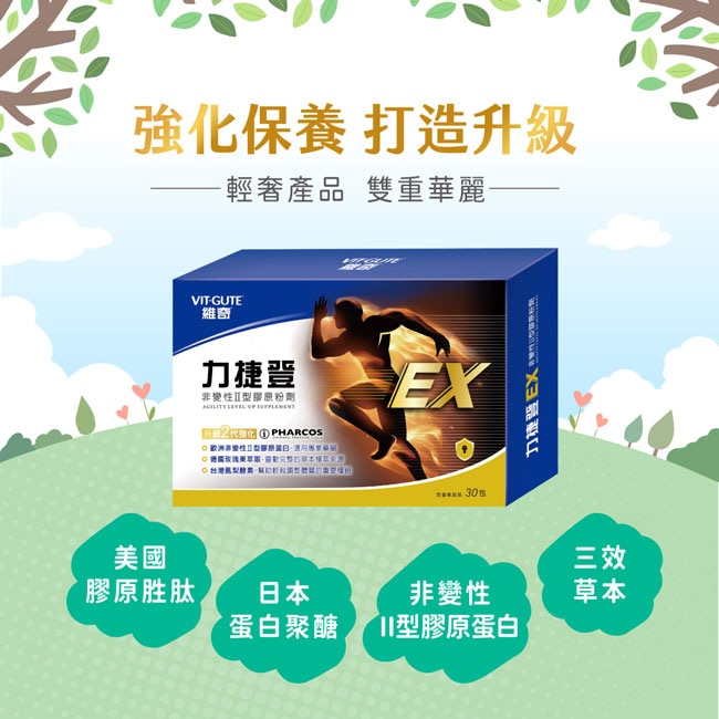 維奇 力捷登EX Ⅱ型膠原蛋白粉劑 百香果風味 30包 瑞昌藥局