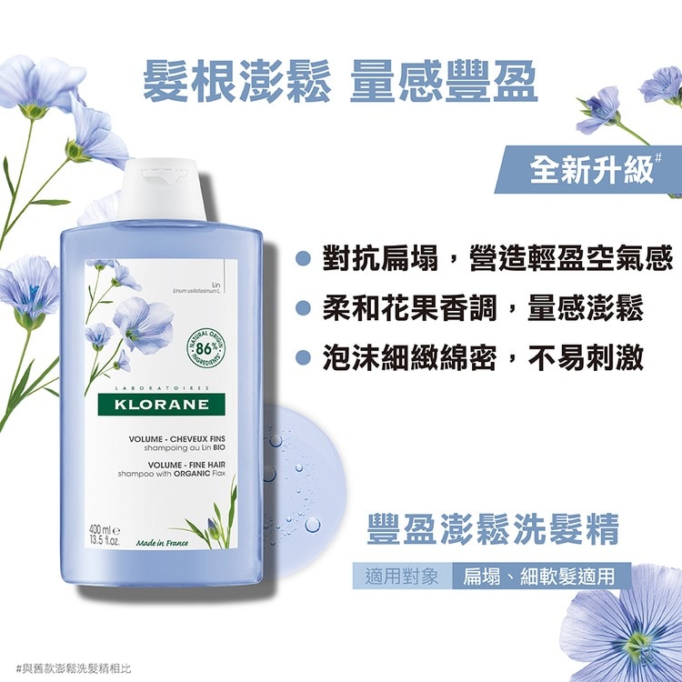 【2入組】KLORANE 蔻蘿蘭 澎鬆洗髮精 400ml 