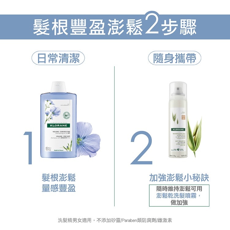 【2入組】KLORANE 蔻蘿蘭 澎鬆洗髮精 400ml 
