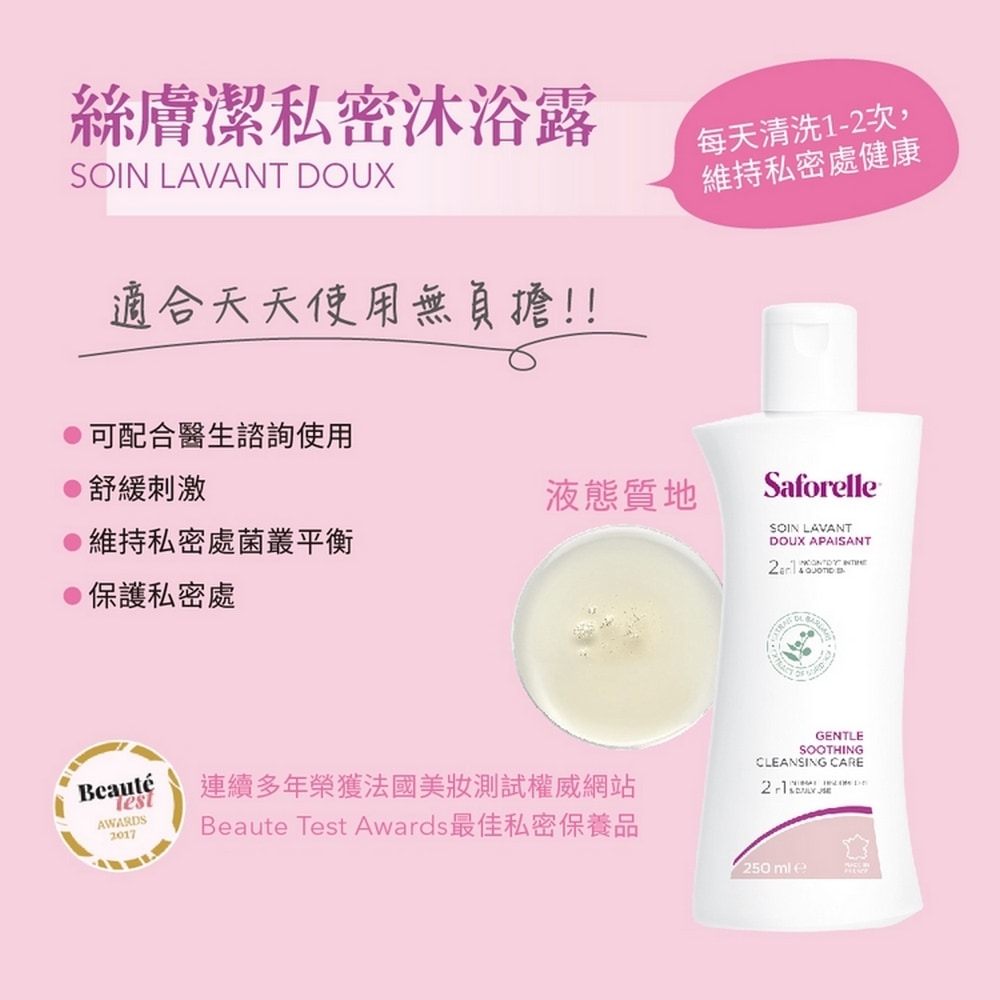 【新包裝】Saforelle 絲膚潔沐浴露 250ml (日用潔淨)私密處