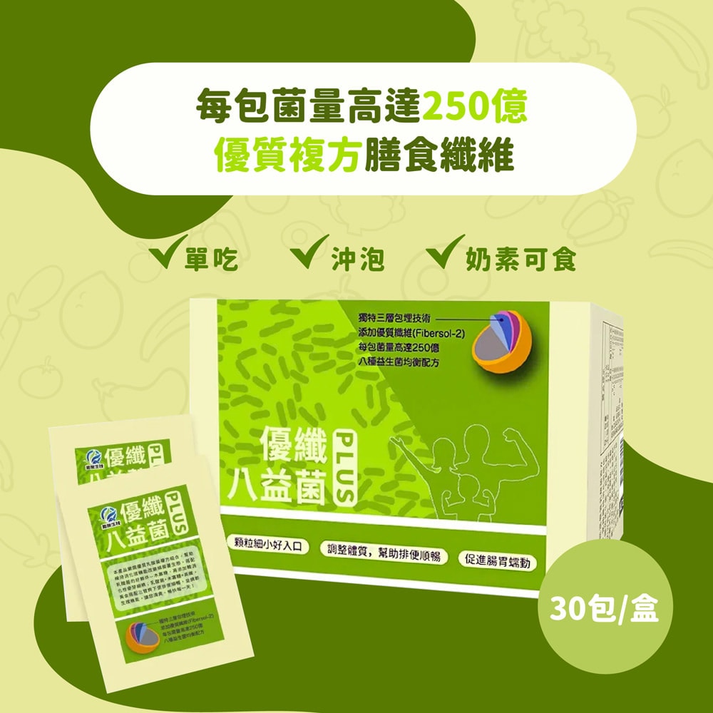【吃好睡好順心組】和泉優纖八益菌PLUS 30包/盒 + LBM 樂補鎂膠囊 40顆/盒