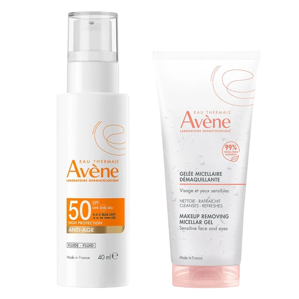 【亮彈撫紋防曬超值特惠組】AVENE 雅漾 亮彈撫紋防曬乳SPF50 40ml / 舒緩卸妝凝膠 100ml 瑞昌藥局