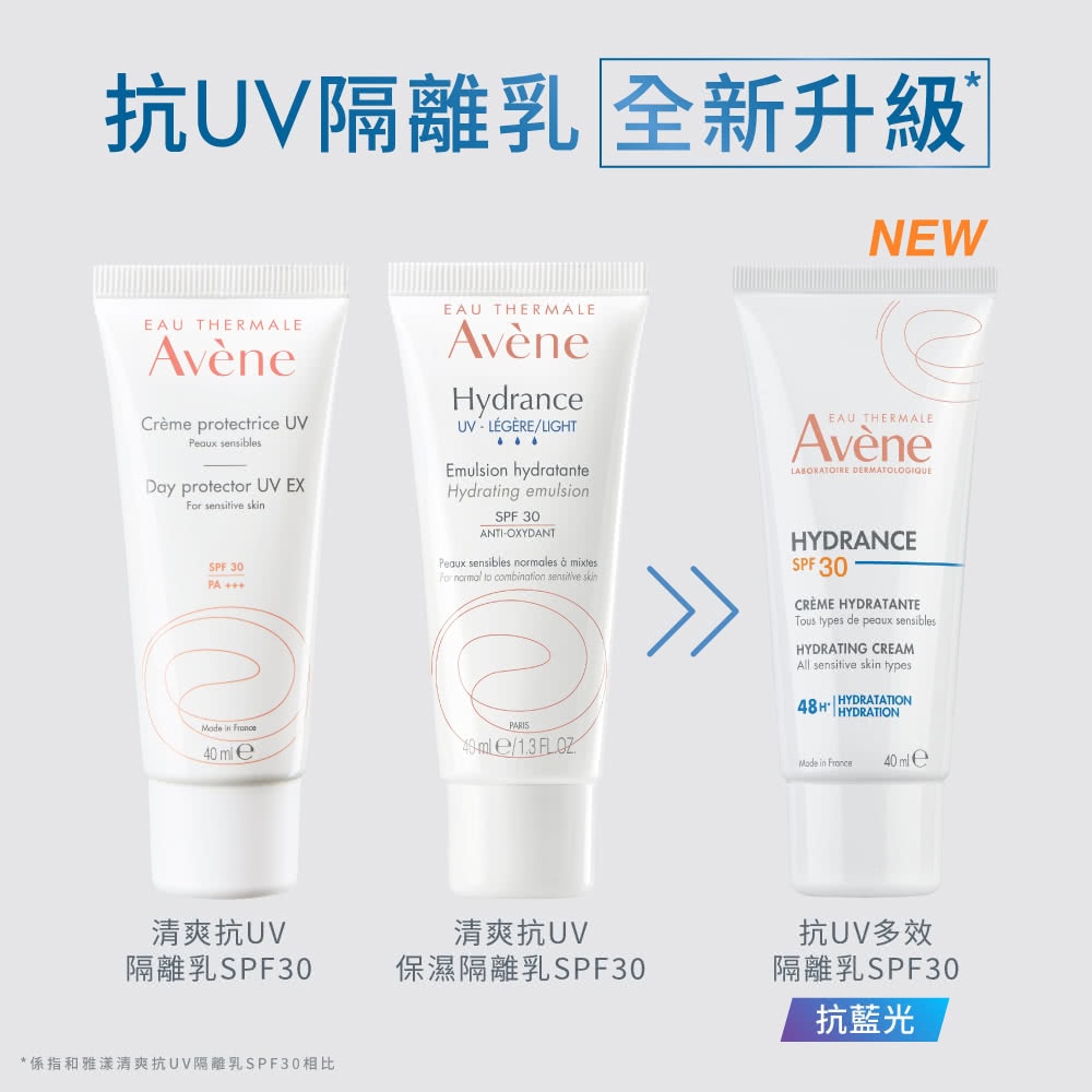 AVENE 雅漾 抗UV多效隔離乳 SPF30 清爽隔離乳昇及包裝