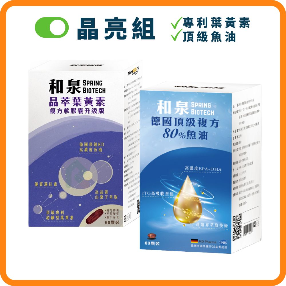 【晶亮組】和泉晶萃葉黃素複方軟膠囊升級版60顆 + 德國頂級複方80%魚油 60顆