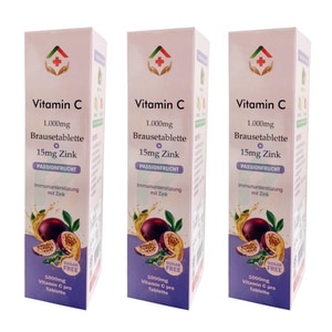 【3入組】豐澄德國 維生素C+鋅 百香果發泡錠20錠 (維他命C)原泰貿豐 含甜菜根 素食品