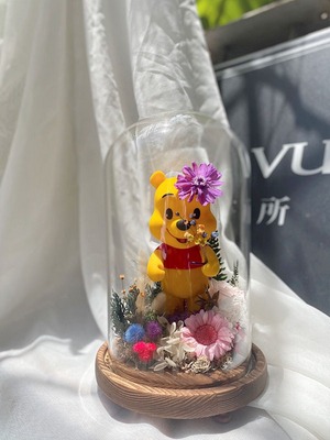 迪士尼永生花玻璃大盅罩-小熊維尼