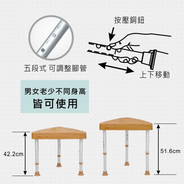 仿木紋三角洗澡椅（台灣製造）