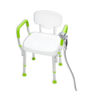 【五星評價】靠背耐重型洗澡椅(含發泡扶手)- 蘋果綠