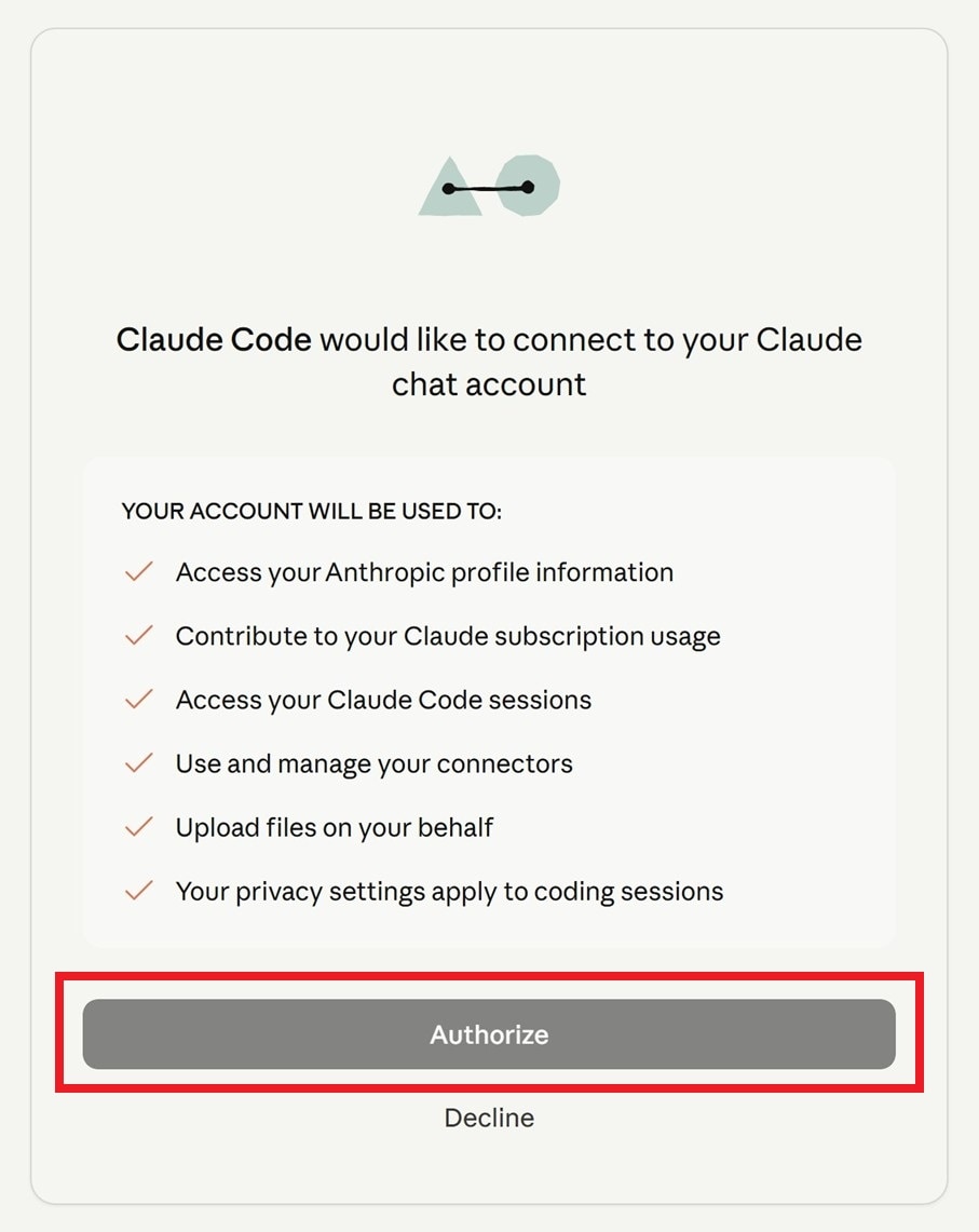 出現授權畫面時點選Authorize