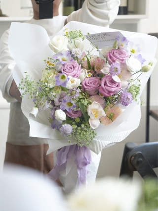 韓式紫色系花束第2張小圖