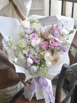 韓式紫色系花束第3張小圖