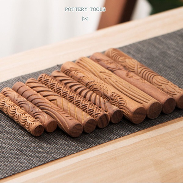 陶藝肌理泥滾工具●印花工具●進口木質10件泥塑工具