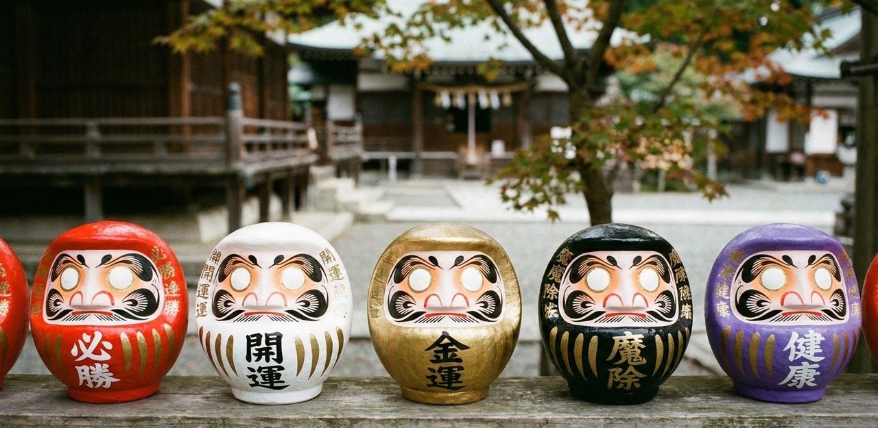 達摩不倒翁有各種顏色，代表著不同的願望。