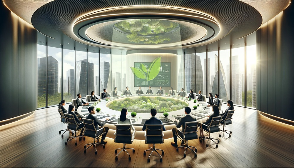 DALL·E 2024-01-07 15.32.09 - A photo-realistic image with a wide view of the entire modern meeting room to showcase 'Star Cheng 