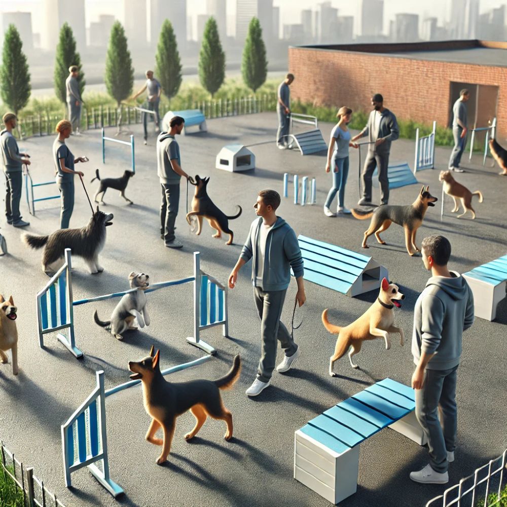 狗狗在訓犬學校訓練