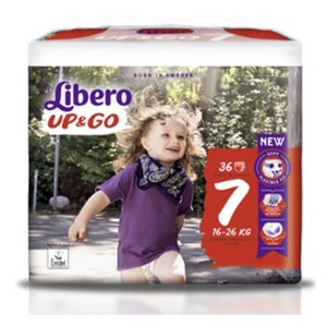 麗貝樂 Libero -敢動褲 嬰兒紙尿褲/尿布 7號(XXL 16–26 kg)36片/包